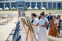 Birinci xanım Mehriban Əliyeva Çolpon-Ata şəhərində “Altın-Balalık” sağlamlıq və reabilitasiya mərkəzi ilə tanış olub - FOTO