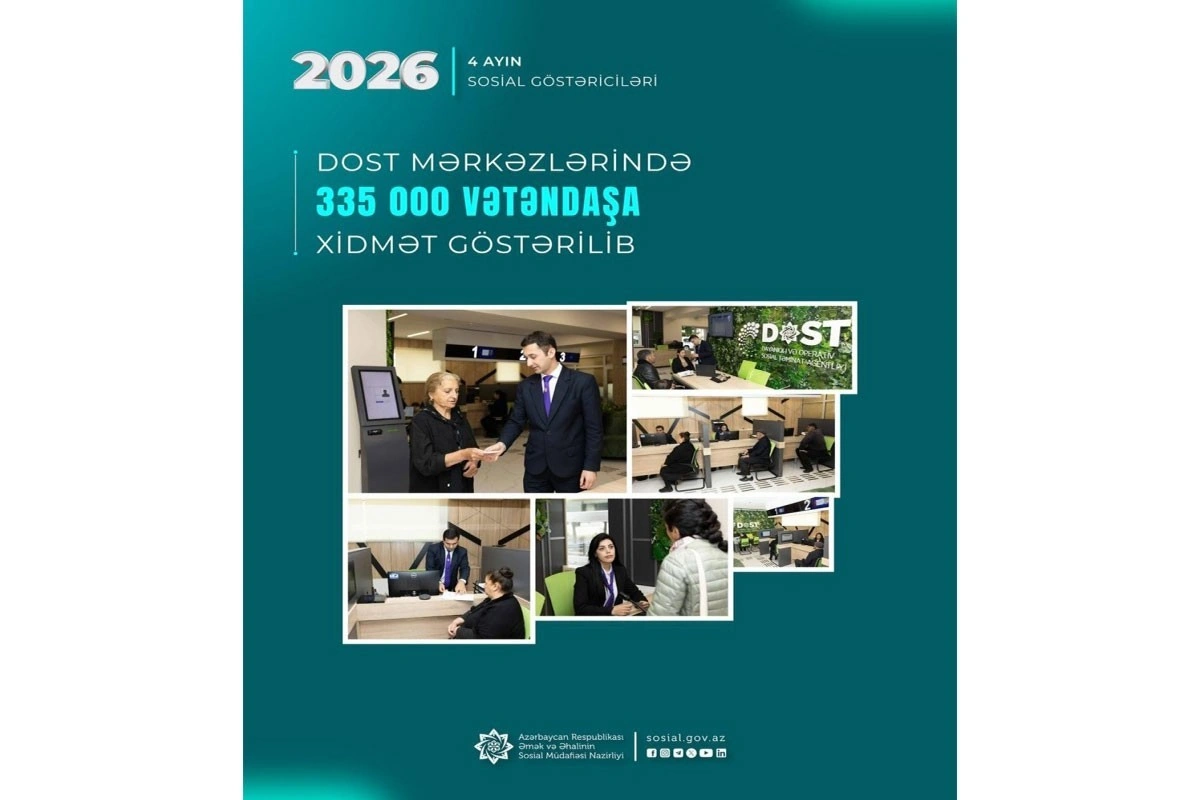 Dörd ayda DOST mərkəzlərində 335 min vətəndaşa xidmət göstərilib