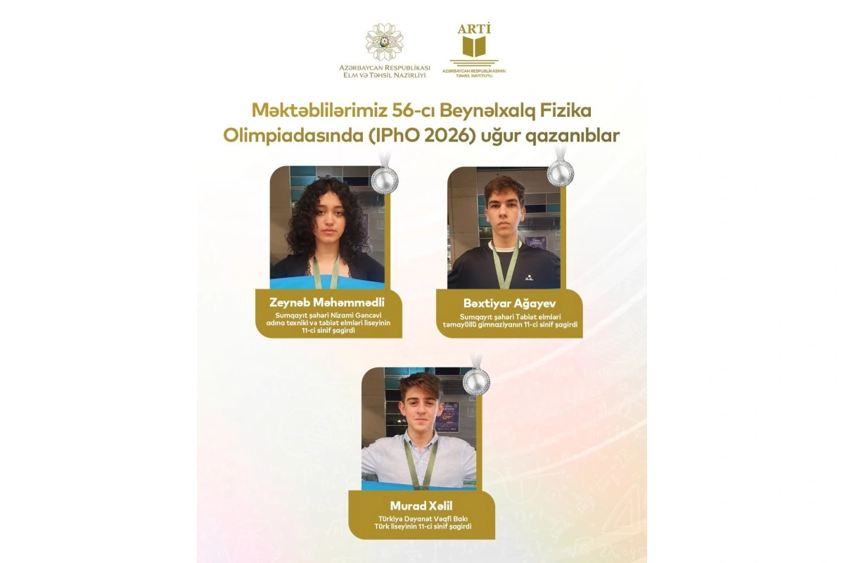 Azərbaycan məktəbliləri Beynəlxalq Fizika Olimpiadasında son 20 ilin ən yüksək nəticəsini əldə edib