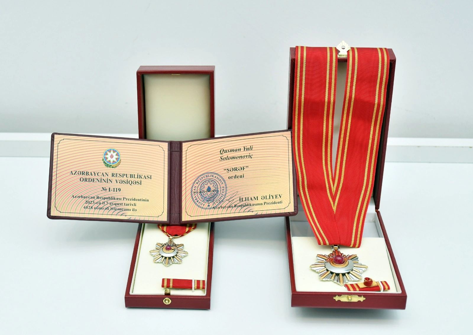Yuli Qusmana “Şərəf” ordeni təqdim edilib  - Fotolar