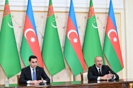 Azərbaycan və Türkmənistan prezidentləri mətbuata bəyanatlarla çıxış ediblər - YENİLƏNİB
