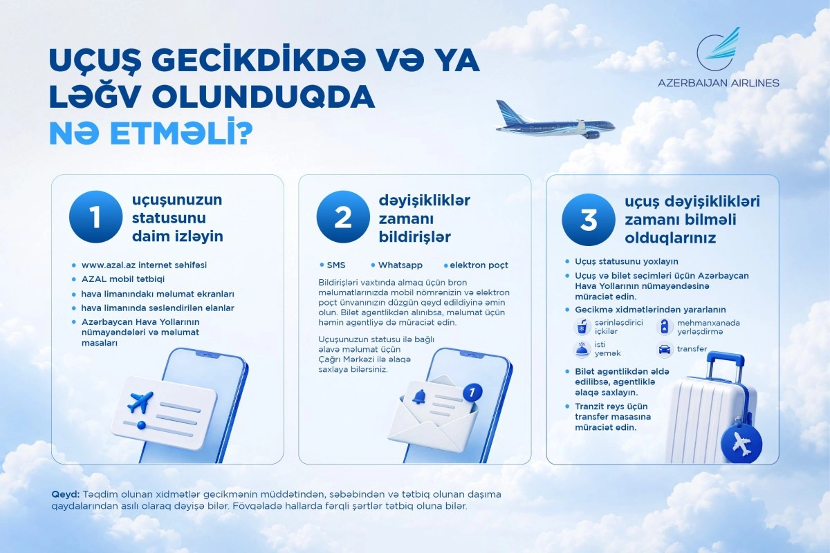 AZAL uçuş dəyişiklikləri ilə bağlı sərnişinlərə müraciət edib