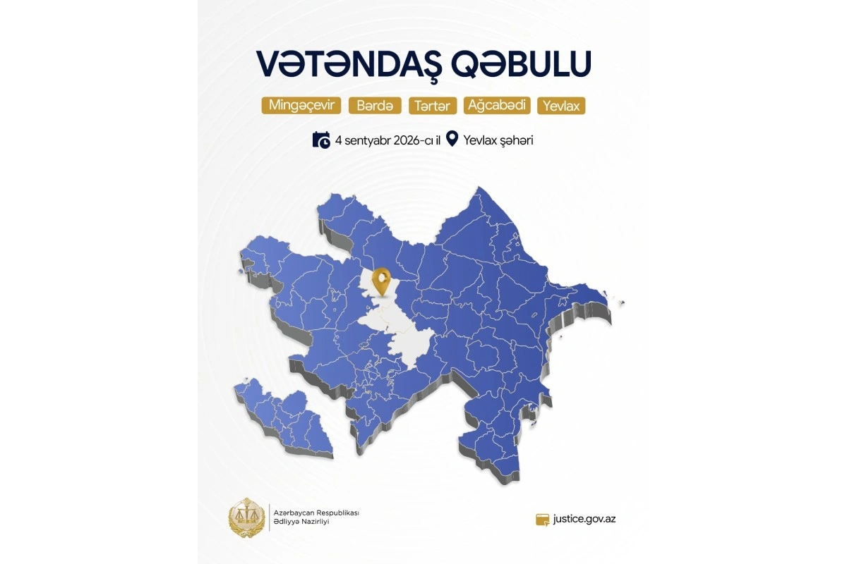 Ədliyyə naziri Yevlaxda vətəndaşları qəbul edəcək