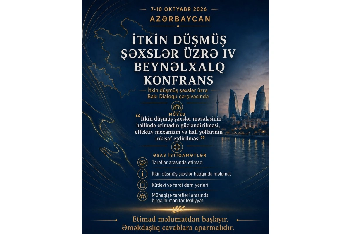 Azərbaycanda İtkin düşmüş şəxslər üzrə Bakı Dialoqu çərçivəsində IV Beynəlxalq Konfrans keçiriləcək