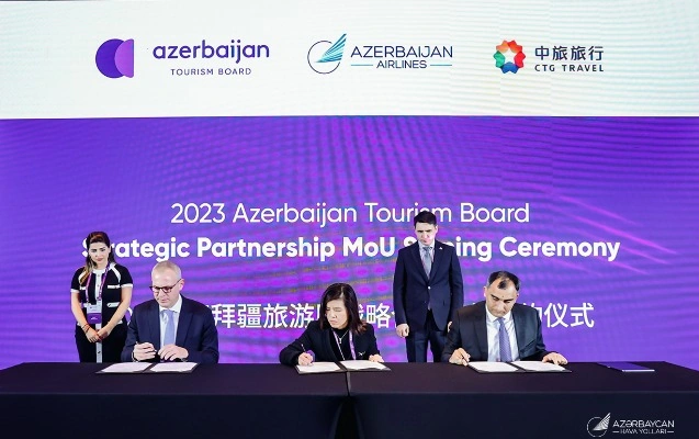 AZAL, ATB və “China Tourism Group” arasında üçtərəfli Anlaşma Memorandumu imzalanıb  - Fotolar