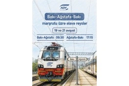 ADY: Bakı–Ağstafa–Bakı marşrutu üzrə əlavə qatar reysləri həyata keçiriləcək
