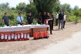 Meşələrdə yanğın təhlükəsizliyinə dair praktiki təlim keçirilib - FOTO