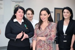 Leyla Əliyeva Yevlaxda məktəb binasının açılışında iştirak edib - FOTO