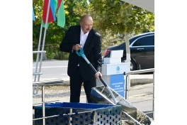 Prezident İlham Əliyev Naxçıvan şəhərində sosial evlər kompleksinin təməlini qoyub - FOTO