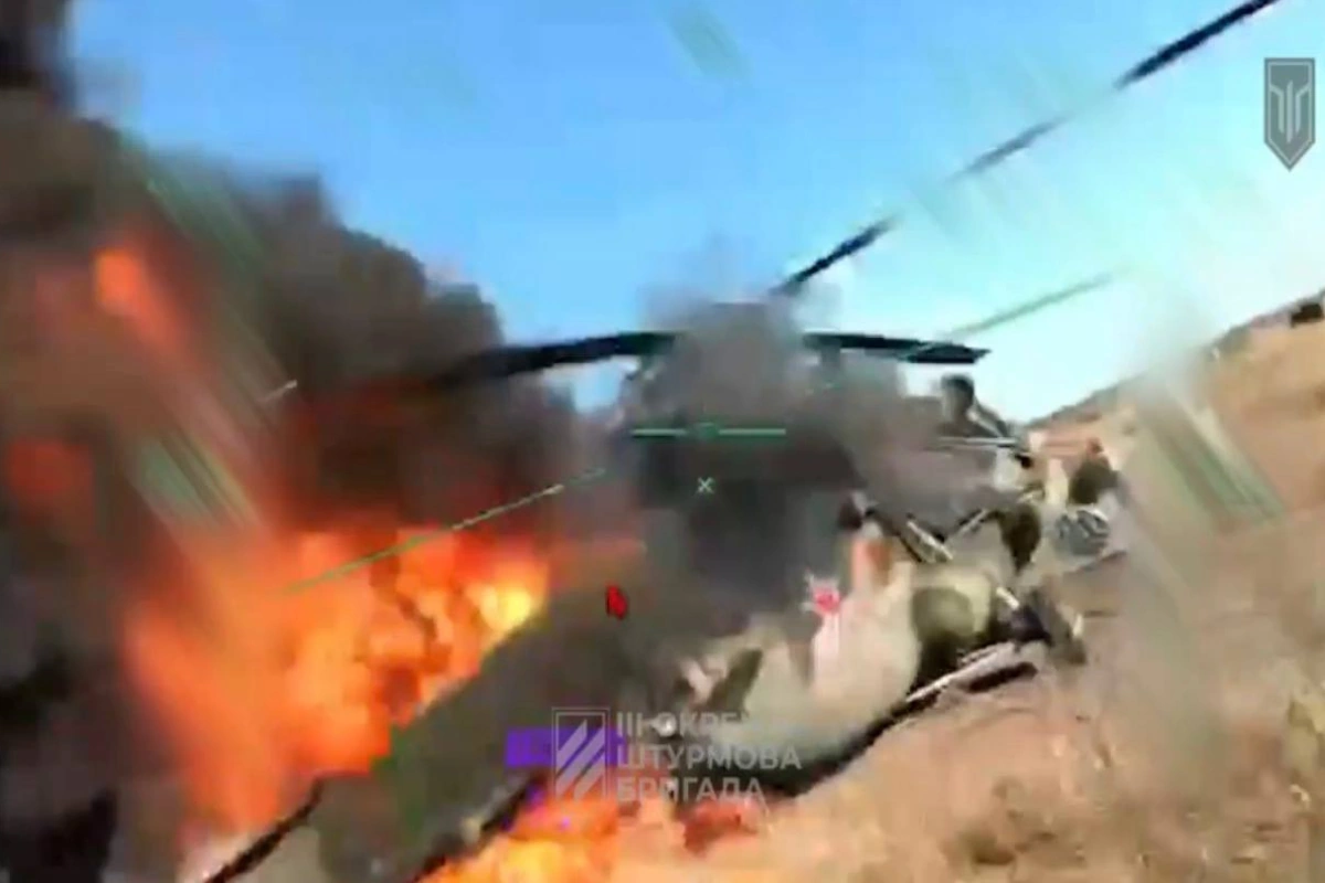 Ukrayna Rusiyaya məxsus Mi-8 helikopterini dronla vurub