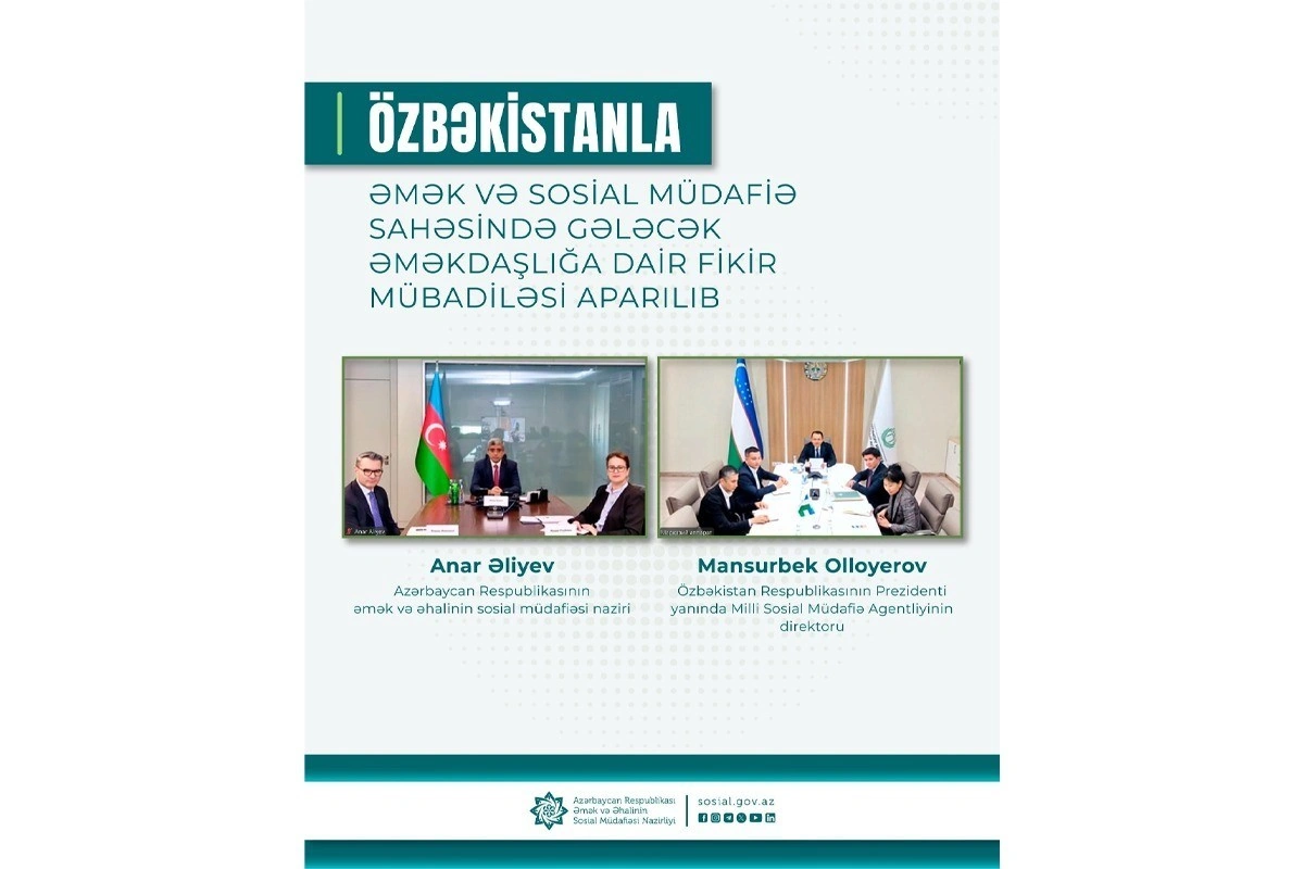 Özbəkistanla əmək və sosial müdafiə sahəsində gələcək əməkdaşlığa dair fikir mübadiləsi aparılıb