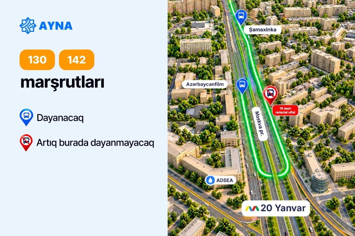 “20 Yanvar” metrostansiyası və “Şamaxinka” aralığındakı dayanacaqdan daha 4 marşrut çıxarılır
