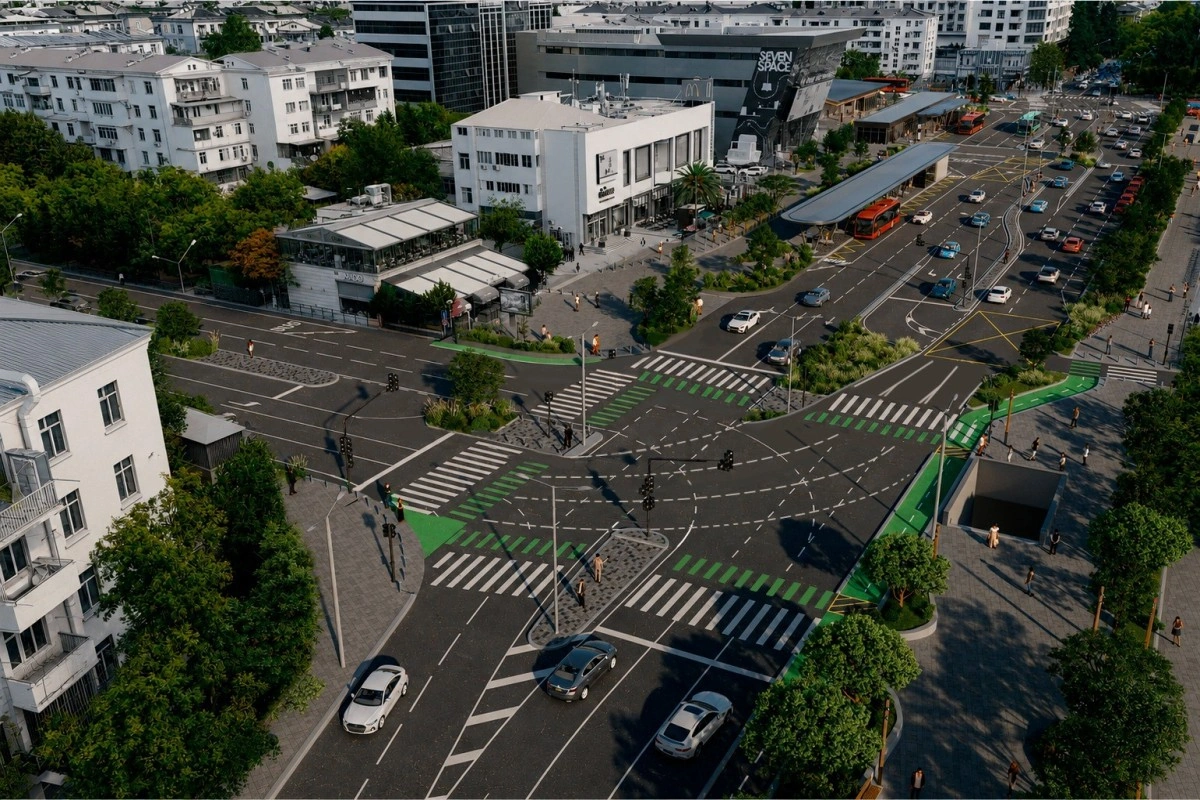 Təbriz küçəsində piyada və ictimai nəqliyyat infrastrukturu yenilənir