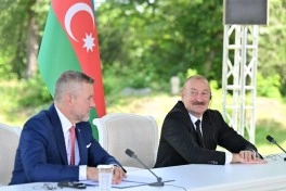 Azərbaycan və Slovakiya prezidentləri Şuşada mətbuata bəyanatlarla çıxış ediblər - FOTO - VİDEO - YENİLƏNİB-1