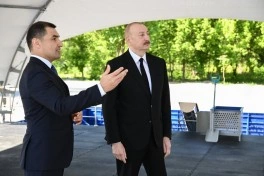 Prezident İlham Əliyev Zəngilan şəhərində “Zangilan City Park Hotel”in təməlini qoyub