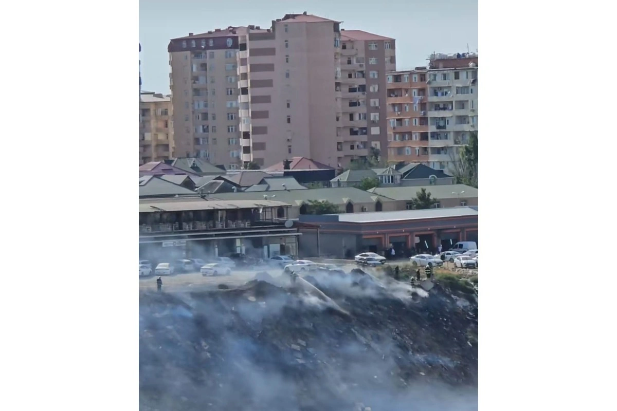 Bakıda açıq ərazidə baş verən yanğın söndürülüb - YENİLƏNİB