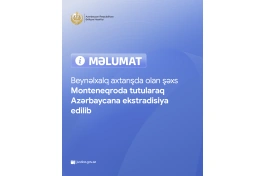 Beynəlxalq axtarışda olan şəxs Monteneqroda tutularaq Azərbaycana ekstradisiya edilib