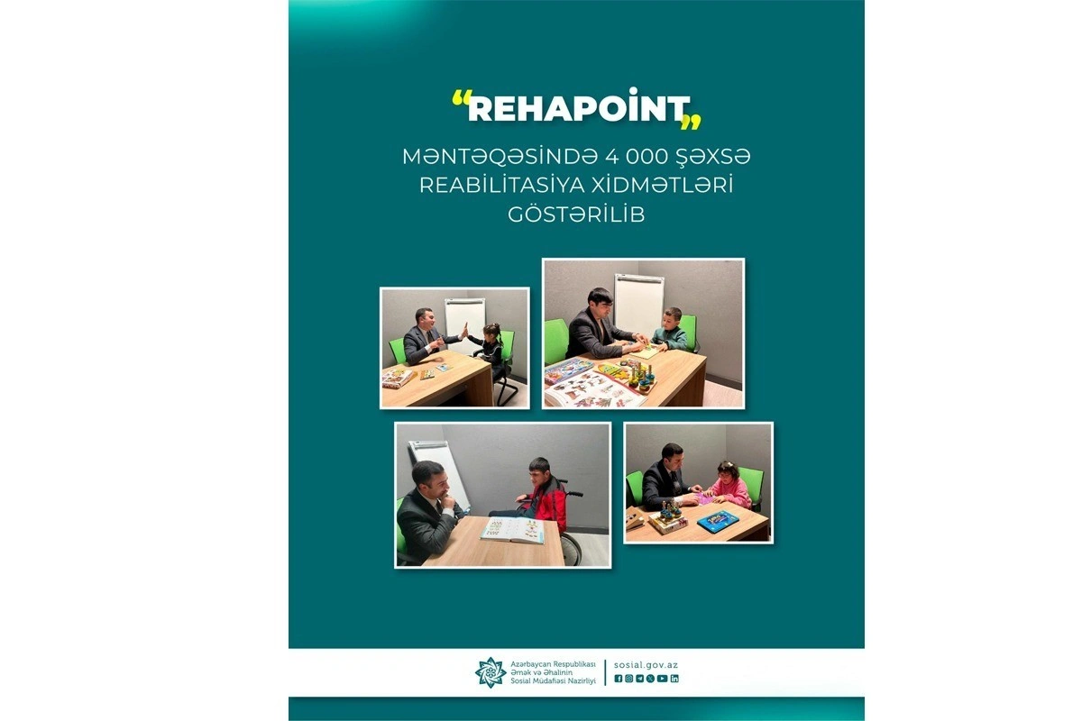 “RehaPoint” Məntəqəsində əlilliyi olan 4 min şəxsə reabilitasiya xidmətləri göstərilib