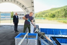 Prezident İlham Əliyev Laçında “Həkəriçay” su anbarının təməlini qoyub