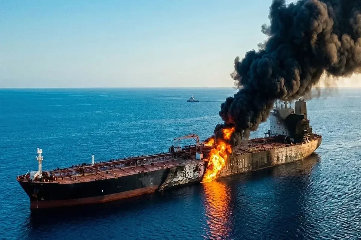 Hörmüz boğazının cənub dəhlizində qayda pozan tanker yanıb