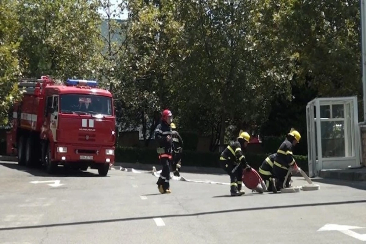 FHN-in Dövlət Yanğından Mühafizə Xidməti yanğın-taktiki təlim keçirib - FOTO - VİDEO