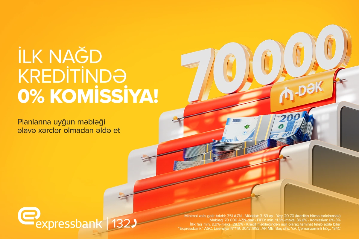 70 000 manatadək kredit - KOMİSSİYASIZ
