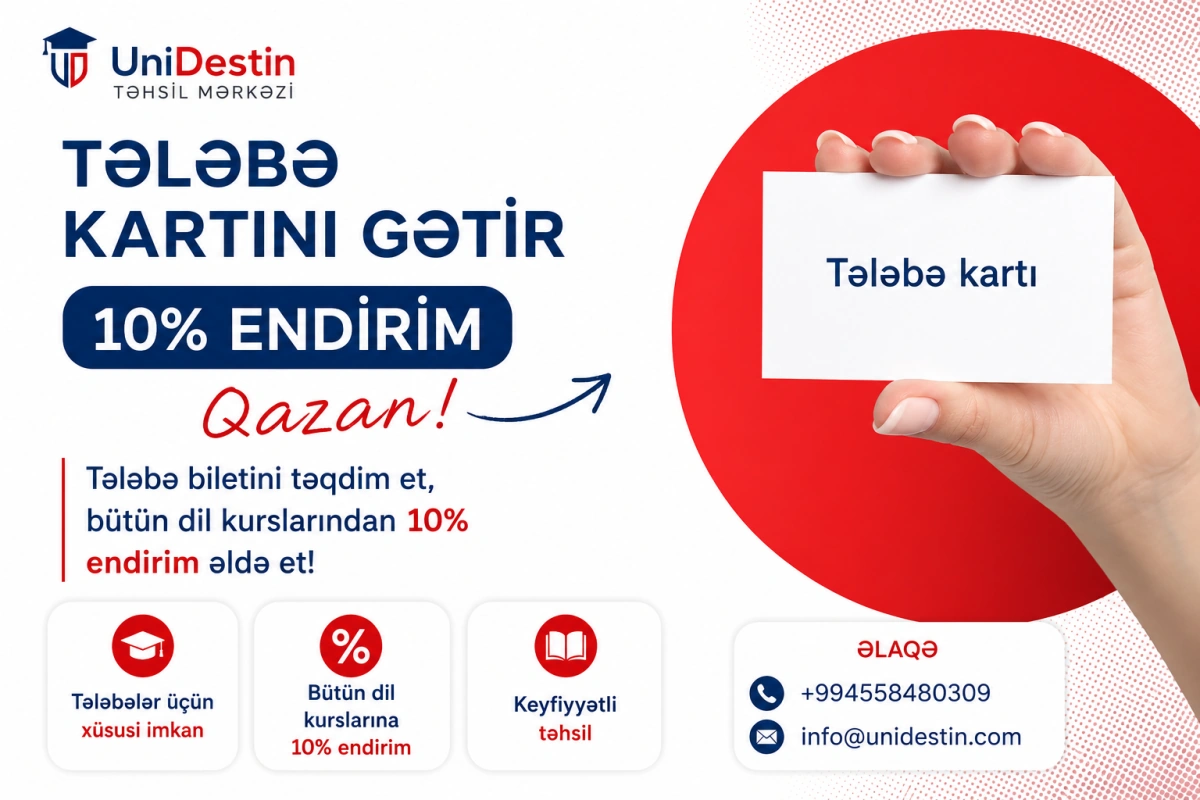 Tələbələrə şad xəbər: Dil kurslarında - 10 faiz endirim!