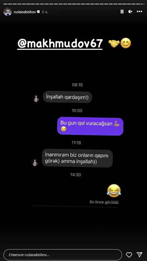 Emin Mahmudovun İsveçlə oyundan öncəki yazışması  - Foto