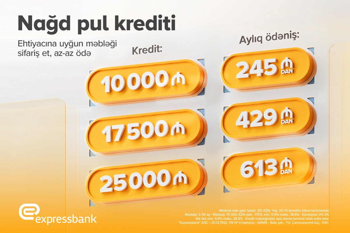 Böyük planların üçün rahat kredit təklifi  - Expressbankda