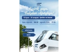 Bak-Ağstafa-Bakı dəmir yolu marşrutu üzrə səfərlər hər şənbə və bazar təşkil olunacaq - CƏDVƏL