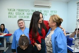 Leyla Əliyeva Şamaxıda sosial tikiş müəssisəsinin fəaliyyəti ilə tanış olub