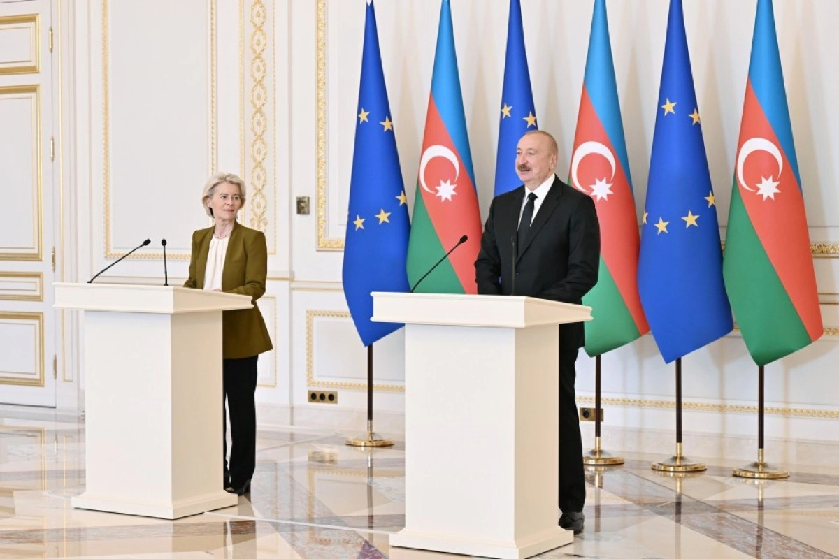 Prezident İlham Əliyev və Ursula fon der Lyayen mətbuata birgə bəyanatlarla çıxış ediblər -  - FOTO - YENİLƏNİB-1