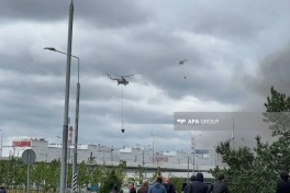 Moskvada Ukrayna dronunun hücumundan sonra "Sadovod" bazarı yanır - FOTO - VİDEO